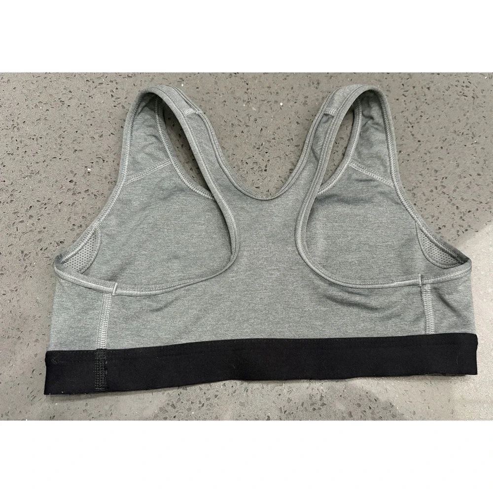 Nike Pro Women Sports Bra Gray Black Dri Fit Racerback Athletic Training Small - Picture 3 of 4